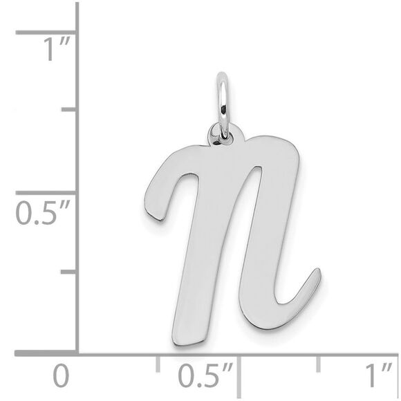 14k White Gold, Madison Collection LG Classic Script Initial N Pendant - Picture 4 of 5